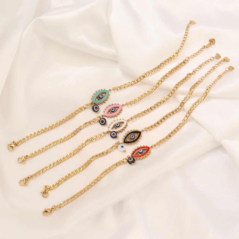 Модный Красочный эмалированный женский браслет от сглаза позолоченный из