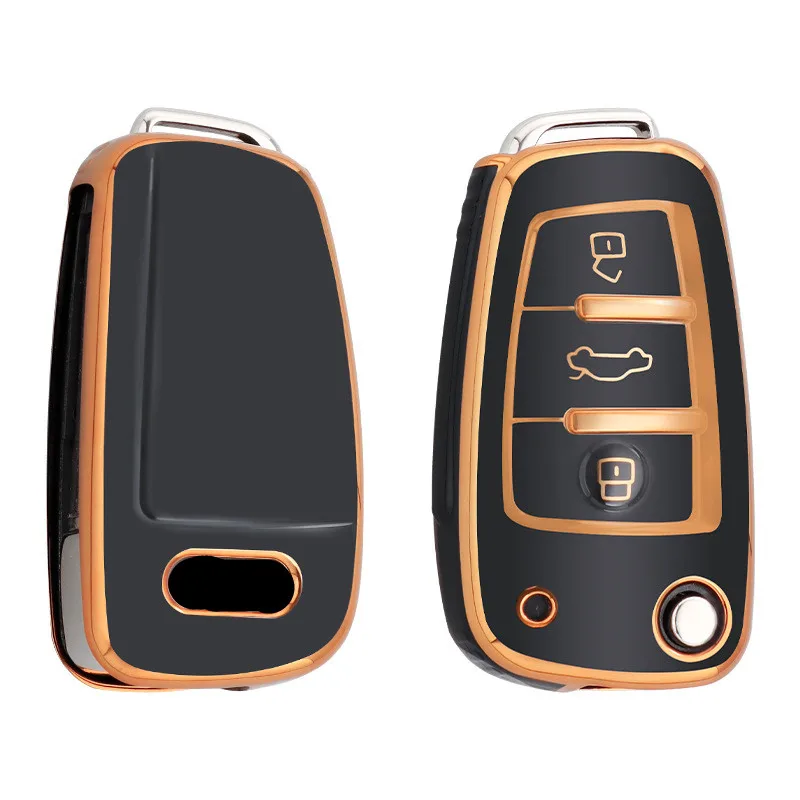 

New Soft TPU Car Flip Key Case Cover Shell Fob For Audi A1 A3 A6 A6L Q2 Q3 Q7 TTS R8 S6 RS3 Protector Keychain Auto Accessories