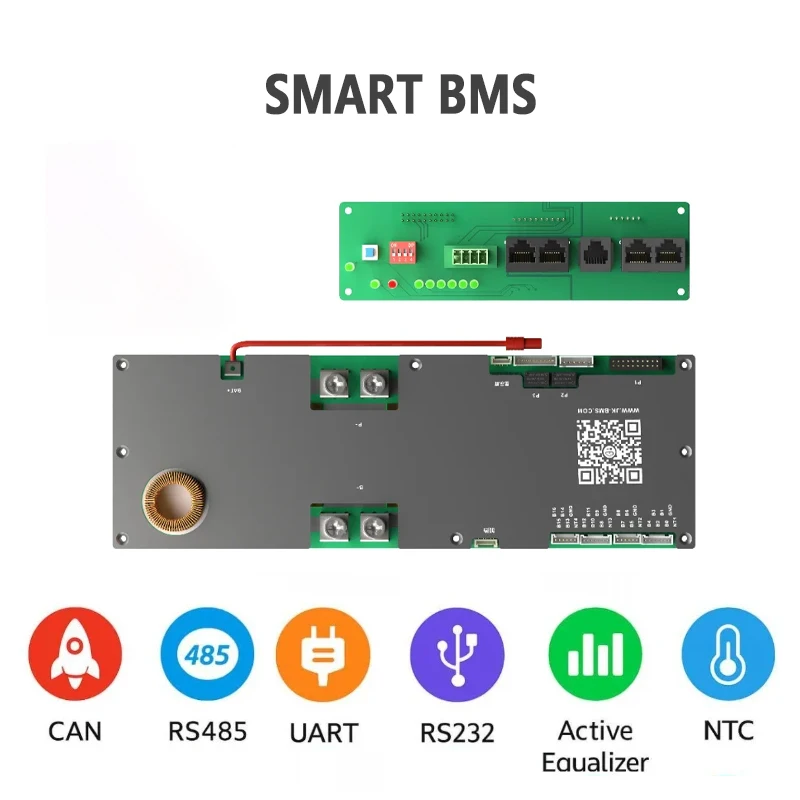 Фото Jikong Jk-PB2A16S20P V19 BMS LifePo4 16S 48В Интеллектуальная система управления батареями для зарядки аккумуляторов B2A20S20P №2