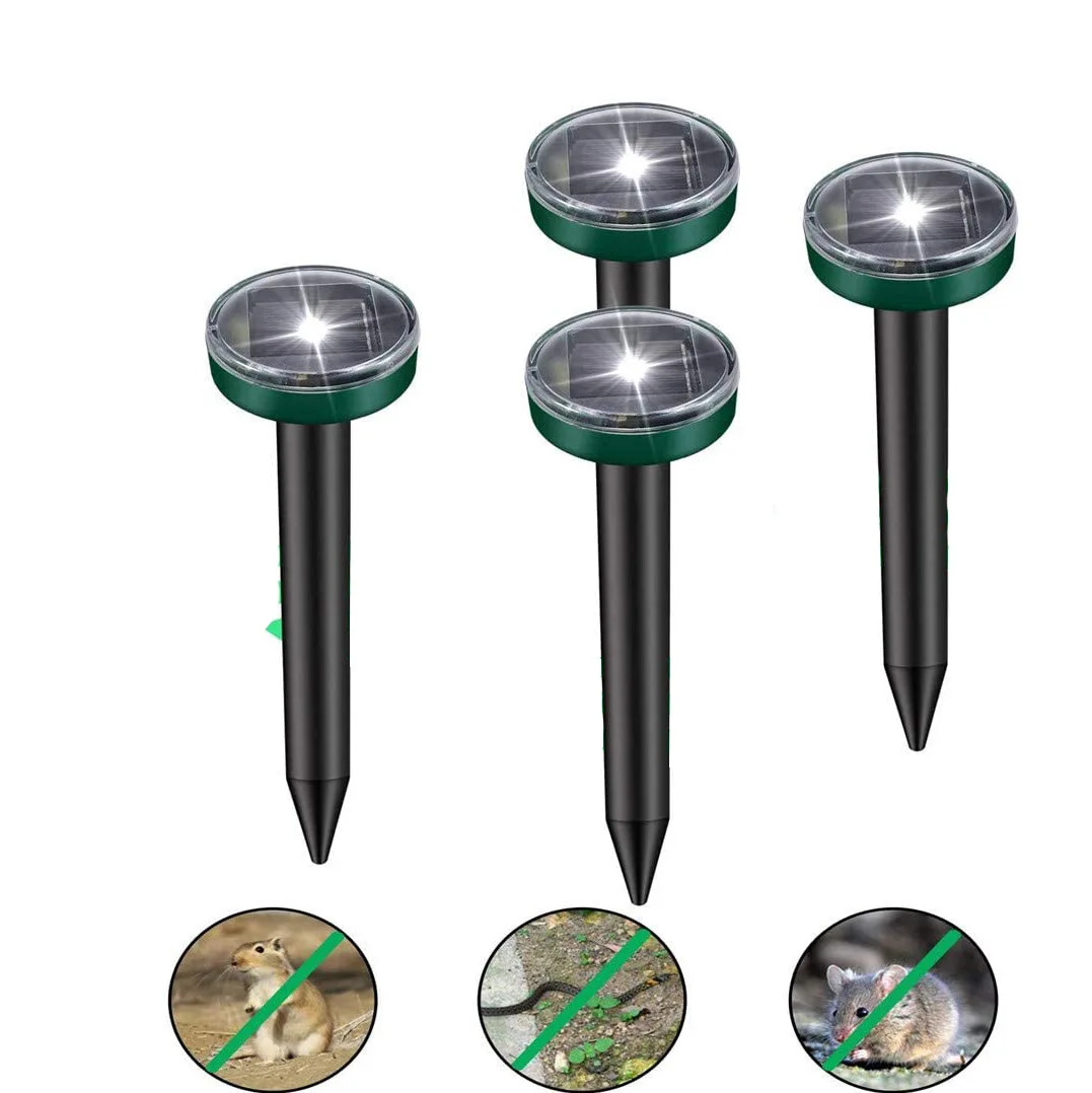 2/4/8 Solar Powered Ultrasonic Sonic Mouse Mole Pest Rodent Repeller Repellent Yard LED Light Outdoor Lamp Garden |