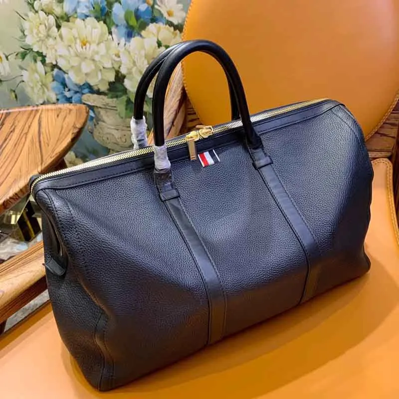 New Men's TB Travel Bags Large Capacity Black Genuine Leather Fashion Handbags Waterproof High Quality Business Travel Tote Bags