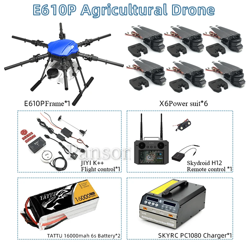 

EFT E610P E616P E620P 6-осевой сельскохозяйственный БПЛА сельскохозяйственный оросительный спрей литиевая батарея hobbwing X8 комплект двигателя