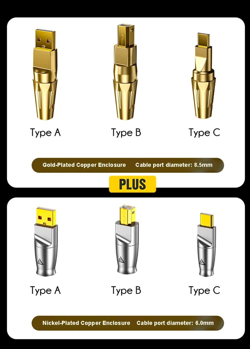 Фото Позолоченный разъем USB A USB B Jack Tail Type A Тип B Тип C Разъем DIY Медный корпус ​ для HiFi Audio ЦАП №3