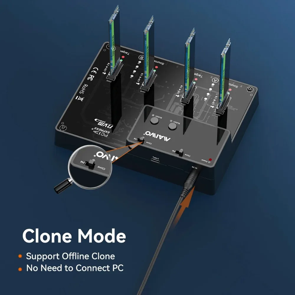 Maiwo Hdd И Ssd Enclosure Device Usb Type-c Внешний Считыватель Жестких Дисков Writer Clone Tool Для M.2 Nvme 8tb