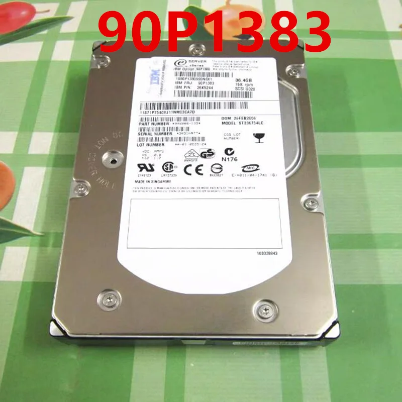 Оригинальный почти новый жесткий диск для IBM 36,4 ГБ 80Pin SCSI 3,5 дюйма 15000 об/мин 8 Мб, жесткий диск 90P1383 90P1380 26K5244