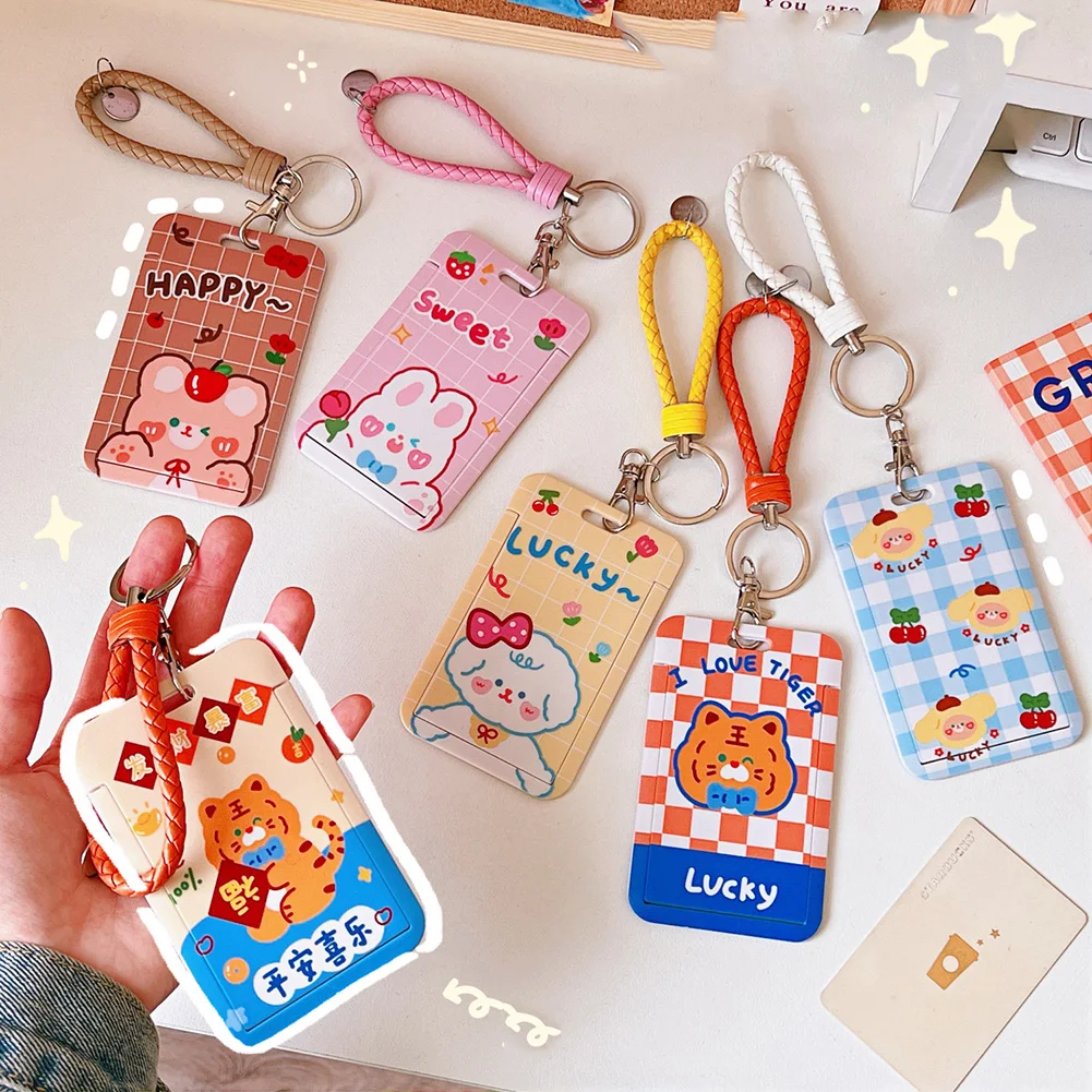 

Cartoon ID Card Credit Card Bank Card Case Student Bus Card Case Hand Strap Visiting Door ID Card Card Case Female Male Pendant