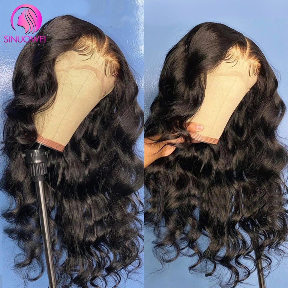 HD Transparent Lace Front Human Hair Wigs PrePlucked 13x4 180% Remy Brazilian Body Wave Lace Frontal Wig With Baby Hair