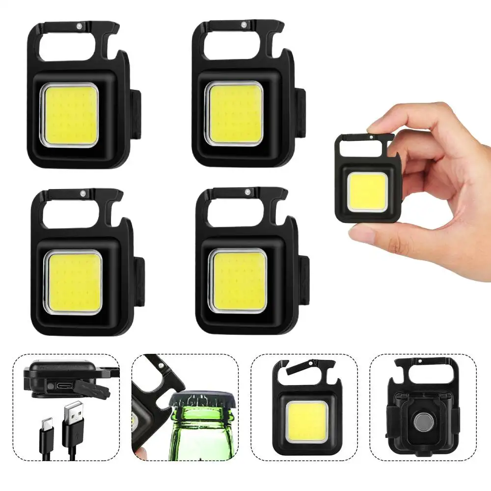 

9pcs Multifunctional Mini Glare COB Keychain Light USB Charging Emergency Lamp Strong Magnetic Repair Work Outdoor Camping Light