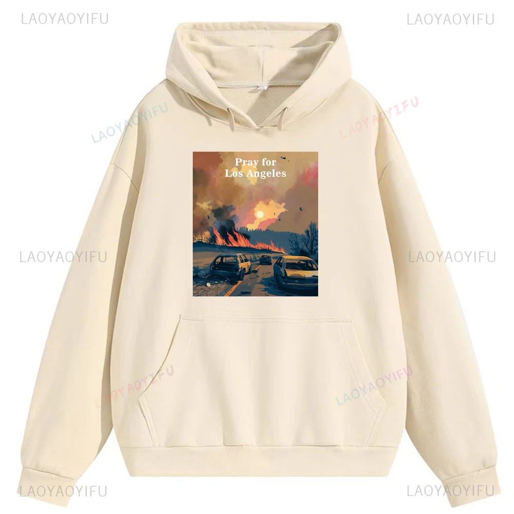 Praying for The Victims of Los Angeles Fire Графический пуловер для женщин и мужчин Толстовка с