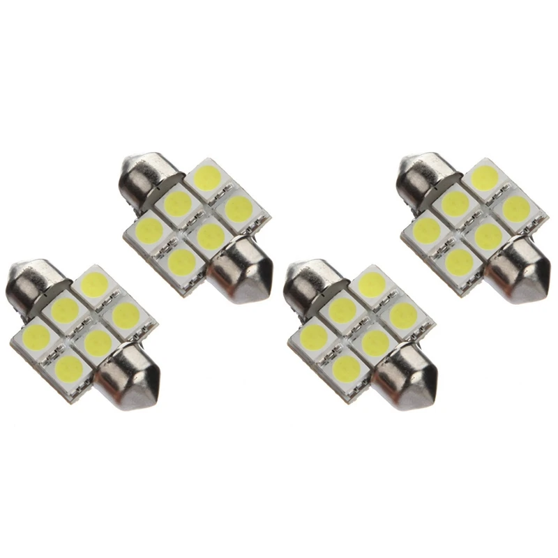 

4X 31Mm 6 SMD 5050 LED Car Interior Dome Festoon C5W Super White Light Lamp Bulb