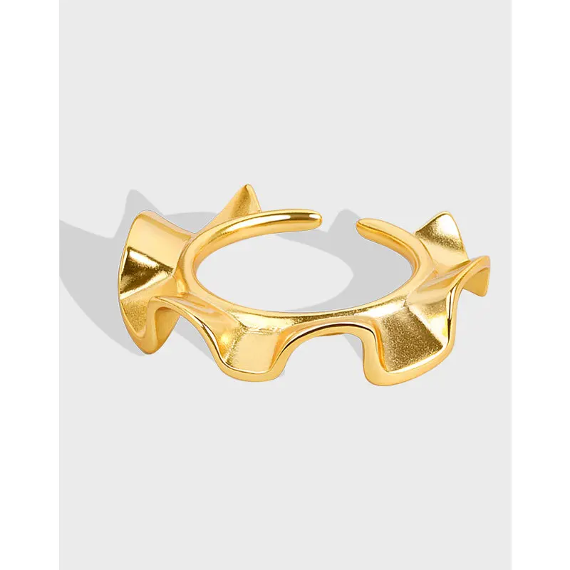 

Lanre.Q New Trendy 925 Sterling Silver Irregular Wavy Open Finger Ring for Women Fine Jewelry Eternity Ring Wedding Party Gift