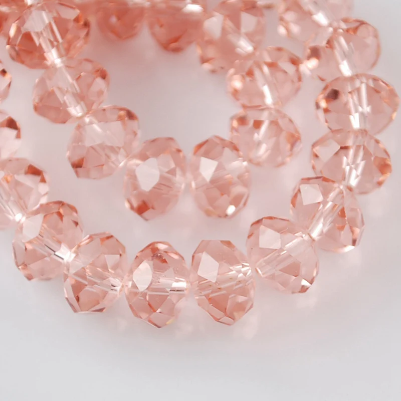 Rondelle Faceted Czech Crystal Glass Aqua Rose Color 3mm 4mm 6mm 8mm 10/12/14/16 18mm Loose Spacer Beads for Jewelry Making DIY