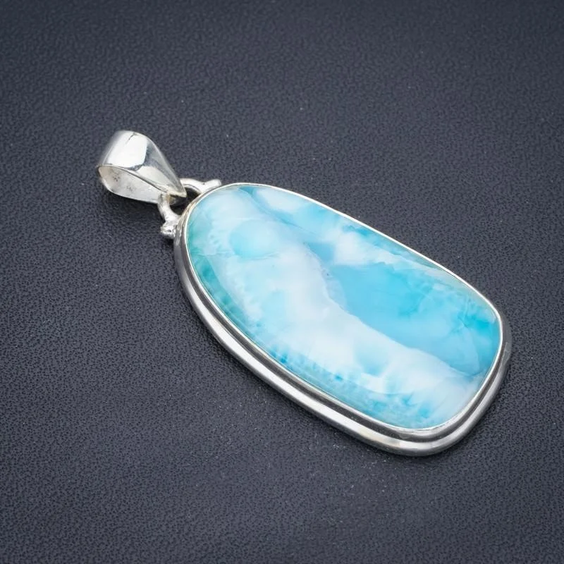 

StarGems Larimar ручной работы 925 пробы серебряный кулон 2 "F3545