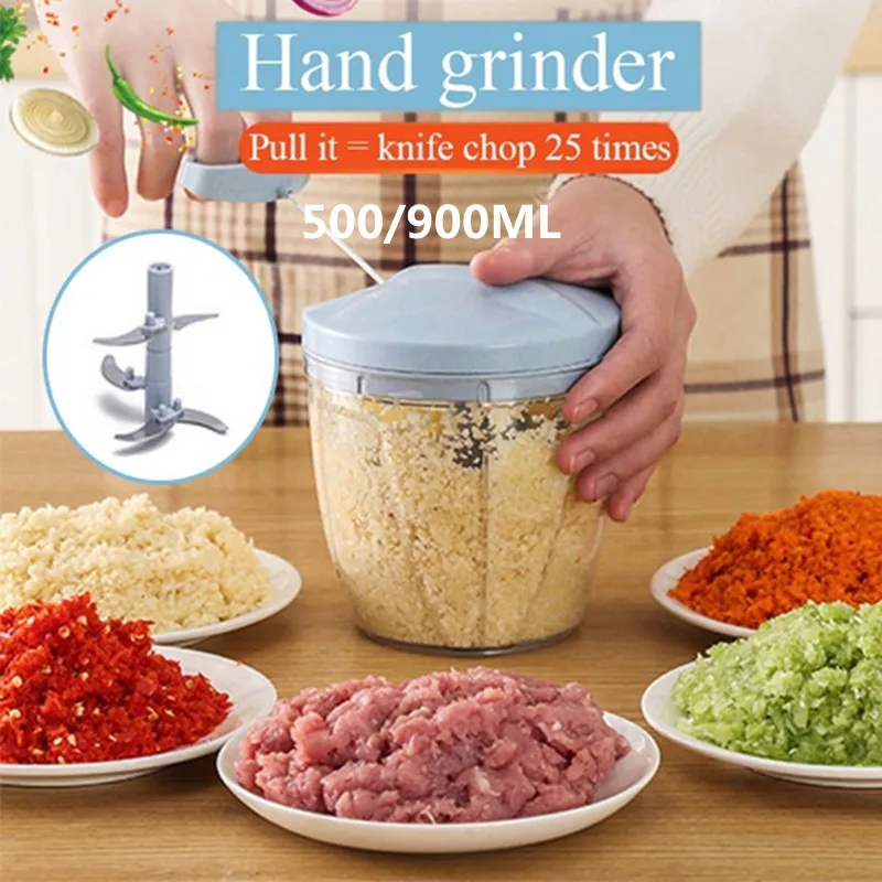 

500/900ML Garlic Chopper Manual Rotate Vegetable Cutter Chopper Slicer Fruit Garlic Crusher Kitchen Gadget Blenders Meat Grinder