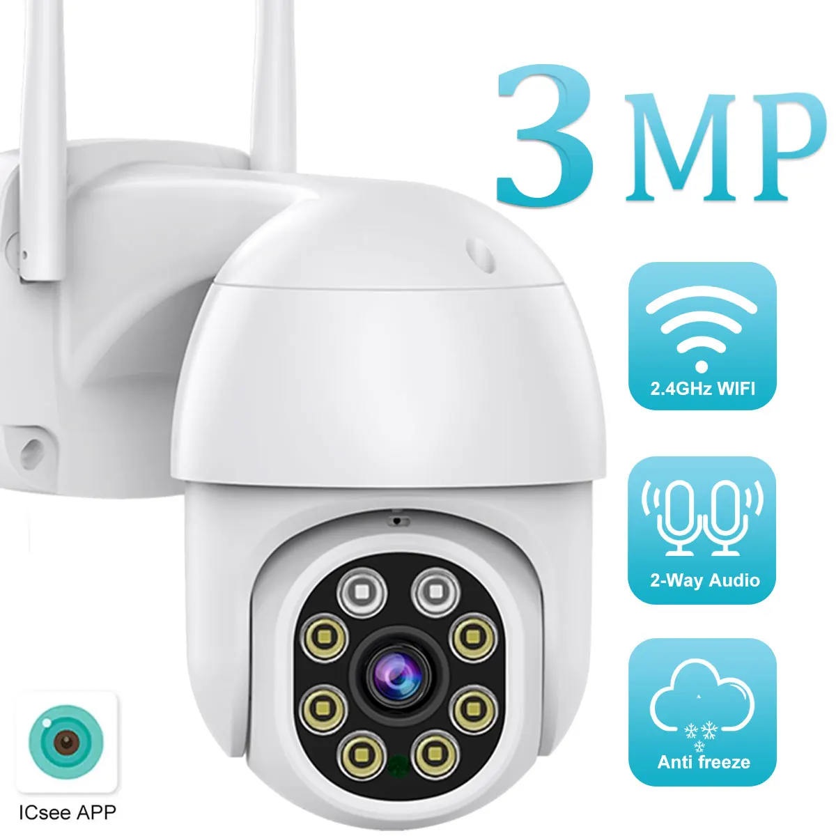 

IP-камера с датчиком присутствия, 3 Мп, PTZ, Wi-Fi, 2,4 GWifi