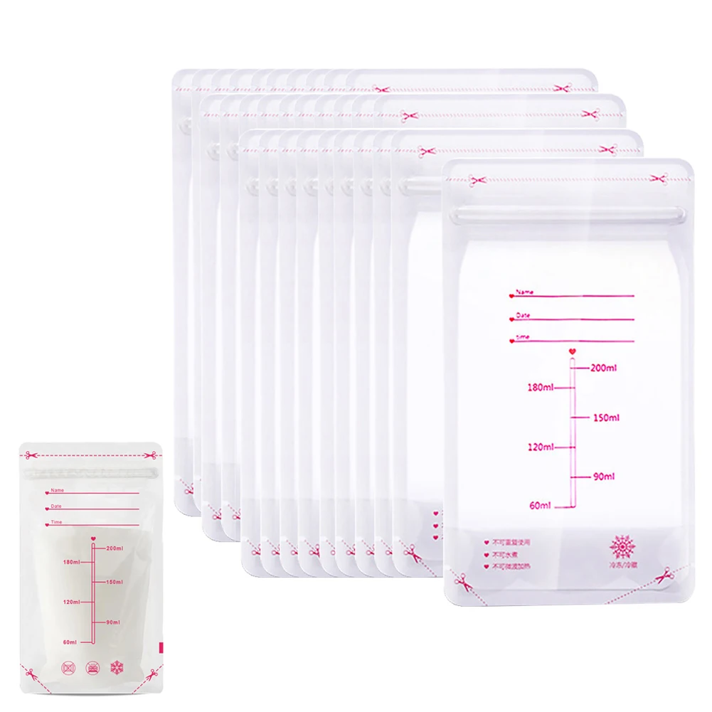 

30Pcs 200ml Milk Freezer Bags Mother Milk Baby Food Breast Milk Bag BPA Free Baby Safe Feeding Bag Breast Pump Accessories
