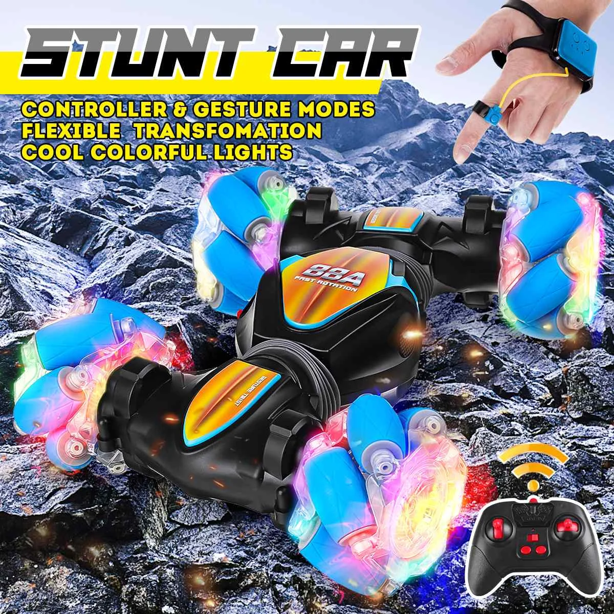 

2,4G 4WD автомобиль с датчиком жестов и дистанционным управлением, трюковая машина на 360 °, круговой Дрифт, скручивающийся внедорожный танцевал...