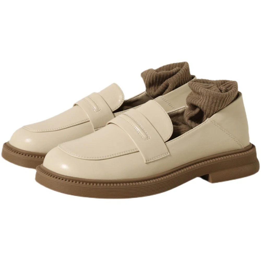 

Woman Loafers Leather Shoes Round Toe Shoes for Women Comfortable Ladies Flats Loafers Mocassins Office Lady