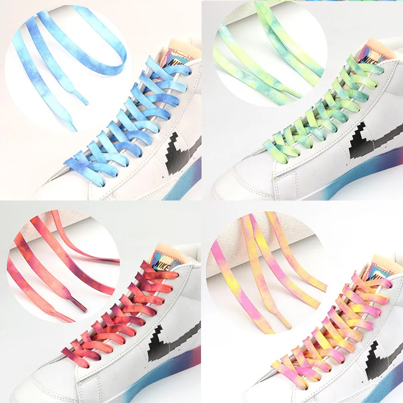 Gradient Colors Shoe Laces in for Tie Dye Sports Shoes Boots Sneakers Skates Flat Colorful Shoelaces