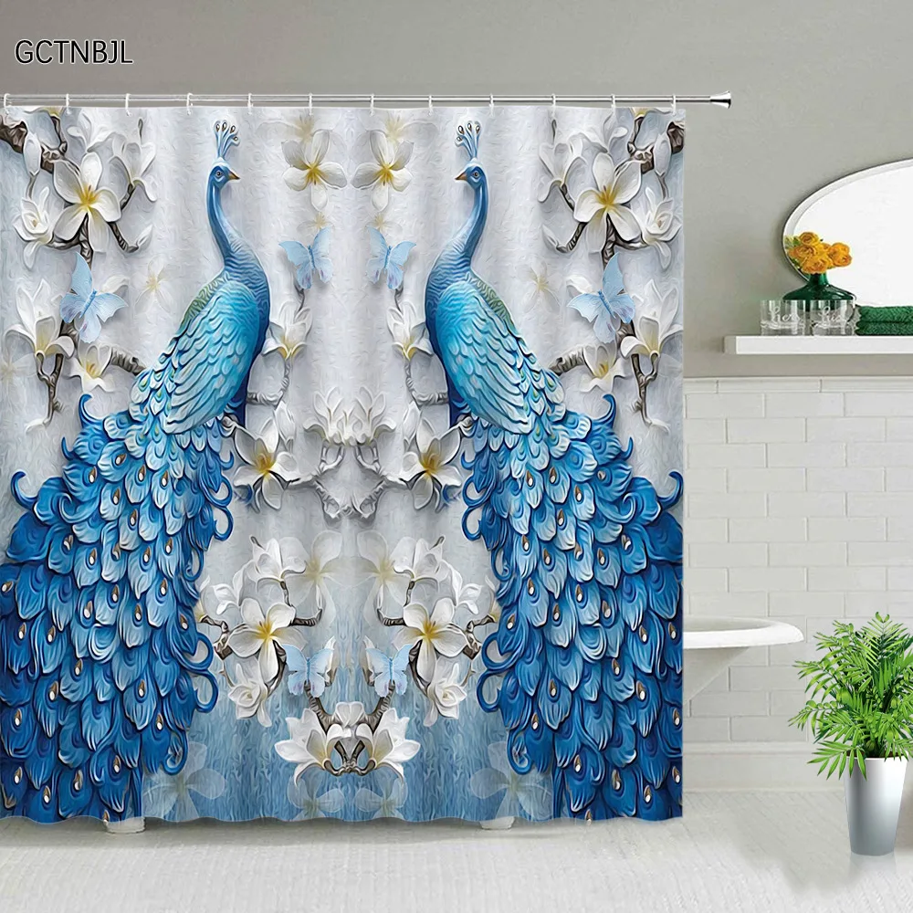 Peacocks душевая занавеска винтажные элегантные павлины в виде животных цветочный
