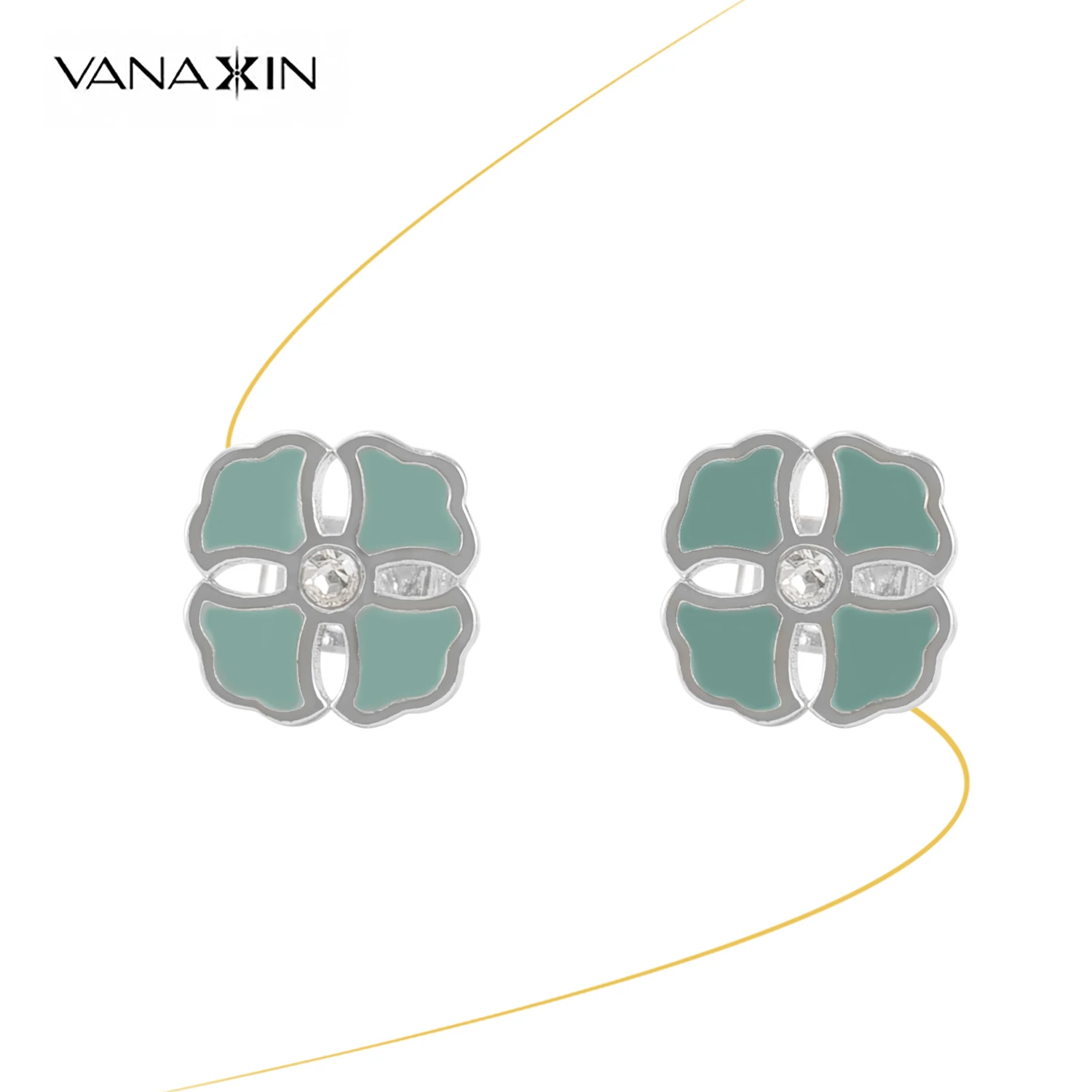 Серьги-гвоздики VANAXIN Lucky Woman, серьги-гвоздики с четырьмя листами, выразительные, гипоаллергенные