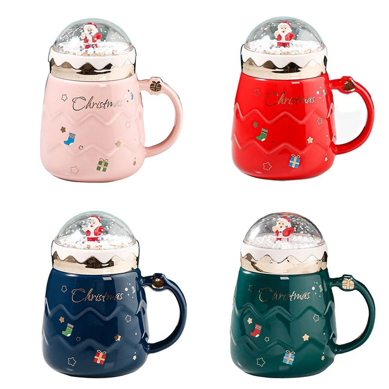 

Рождественская чашка, керамическая стеклянная чашка с крышкой, чашка для молока, для дома, офиса, бутылка для питья воды, Новогодний подарок