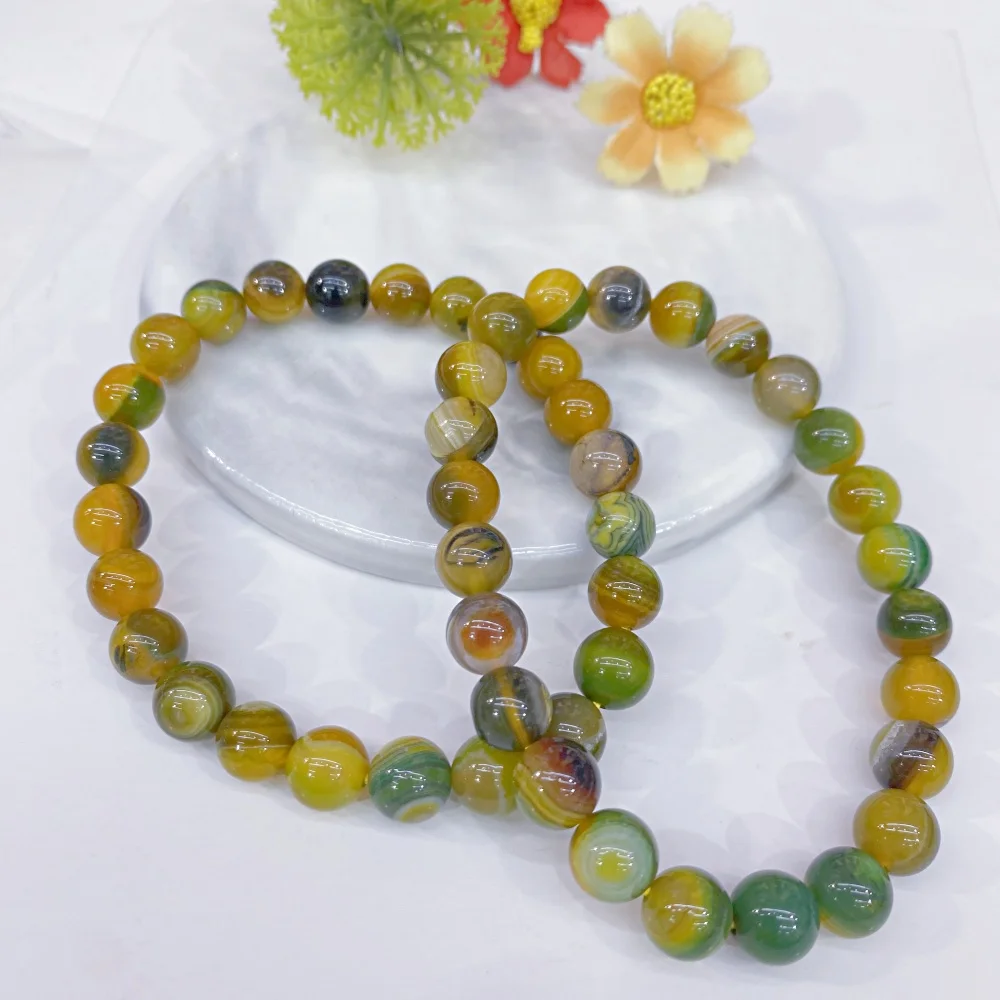 6810 мм Африканский нефритовый браслет из бисера натурального камня агата