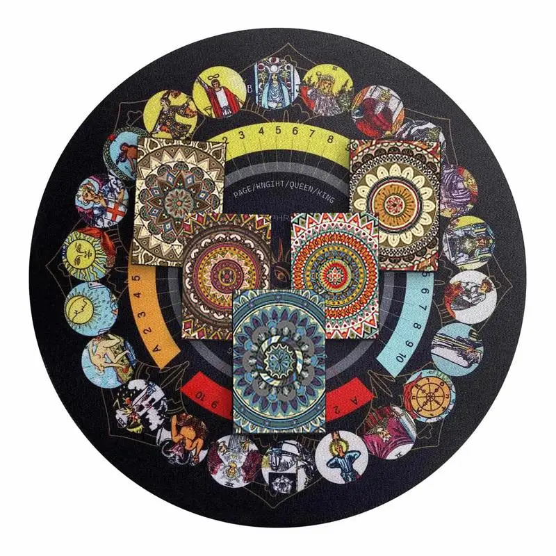 

22cm Altar Tarot Table Cloth Divination Board Round Pendulum Mat Rubber Pendulum Divining Mat For Spiritual Healing Balance