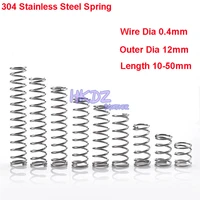 10pcs y type spring 304 stainless steel pressure spring wire dia 0 4mm outer dia 12mm length 10 50mm