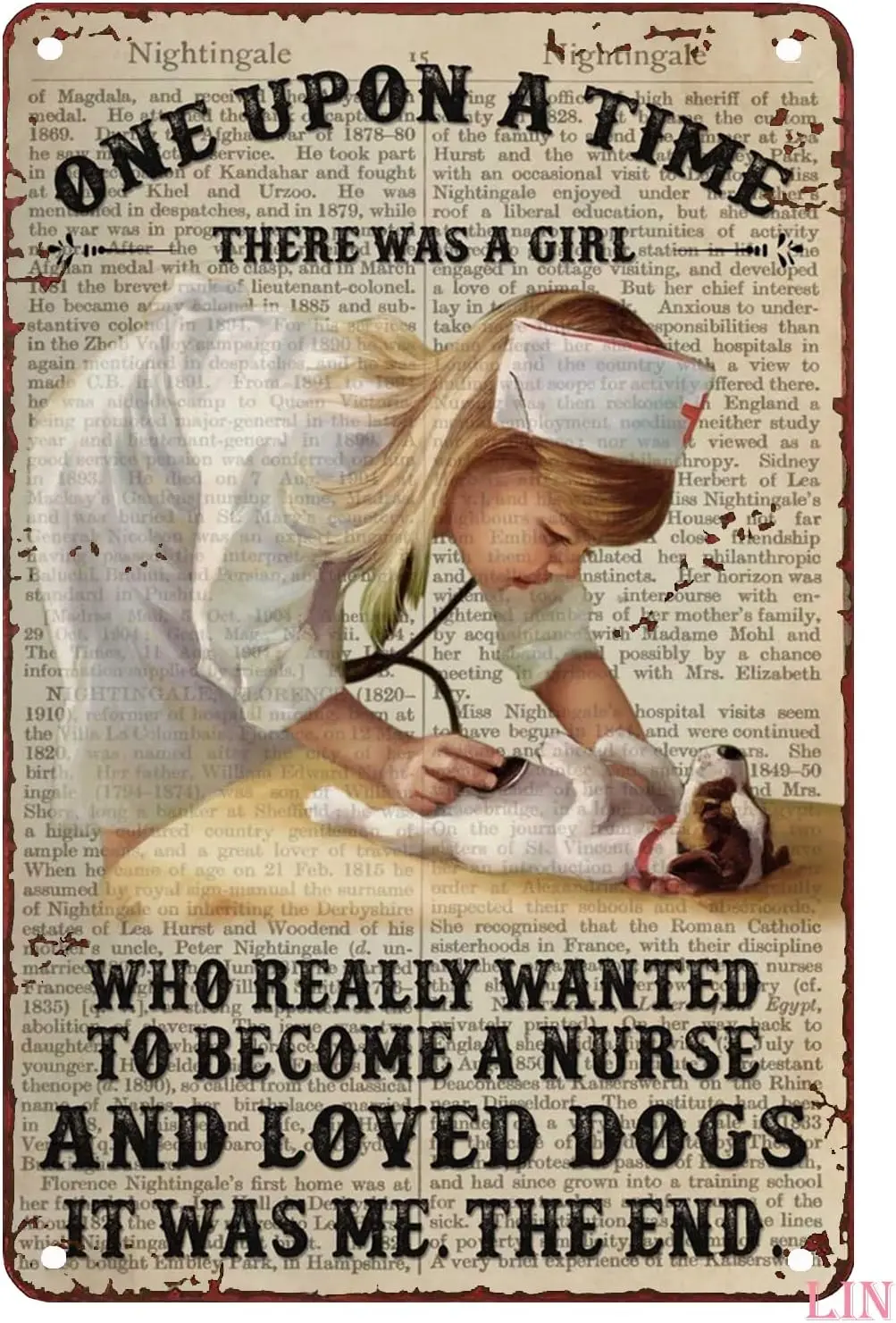 Плакат Metl Decorton for Outsde Dog Love Nursng Once Upon Tme There ws Grl Who Rly Wnted To Become Nurse and Loved Dogs S