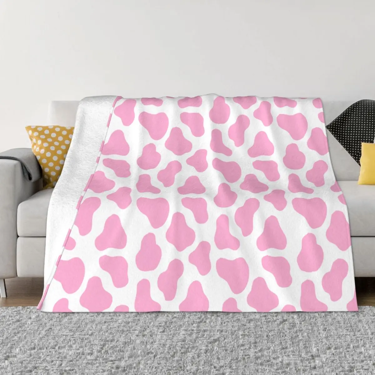 

Pink Cow Pattern Flannel Fleece Air Conditioner Throw Blanket Warm Blankets Cotton Quilt Home Sofa Bedroom Bedding Throws Adult