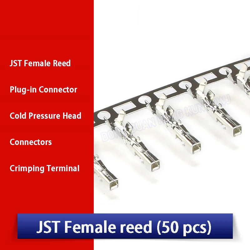 

50/100/200PCS Copper JST Female Reed Plug-In Connector Crimp Terminal Wire and Cable Shell Reed Cold Compression Head