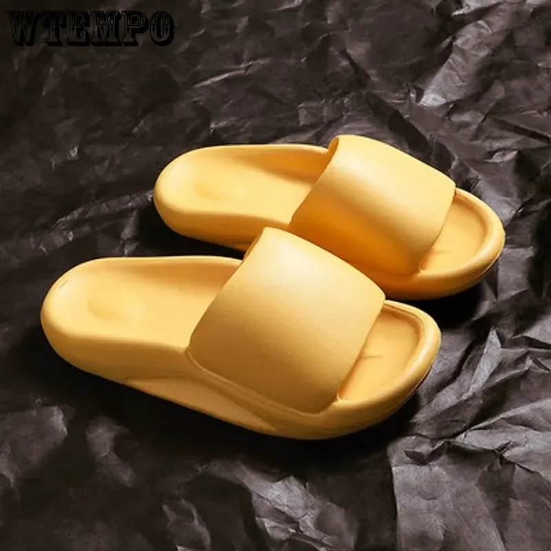 

WTEMPO Women's Shower Slippers Household Bathroom Couple's Anti-skid Slippers Outdoor Fashion New Solid Soft Sole Beach Slip-ons