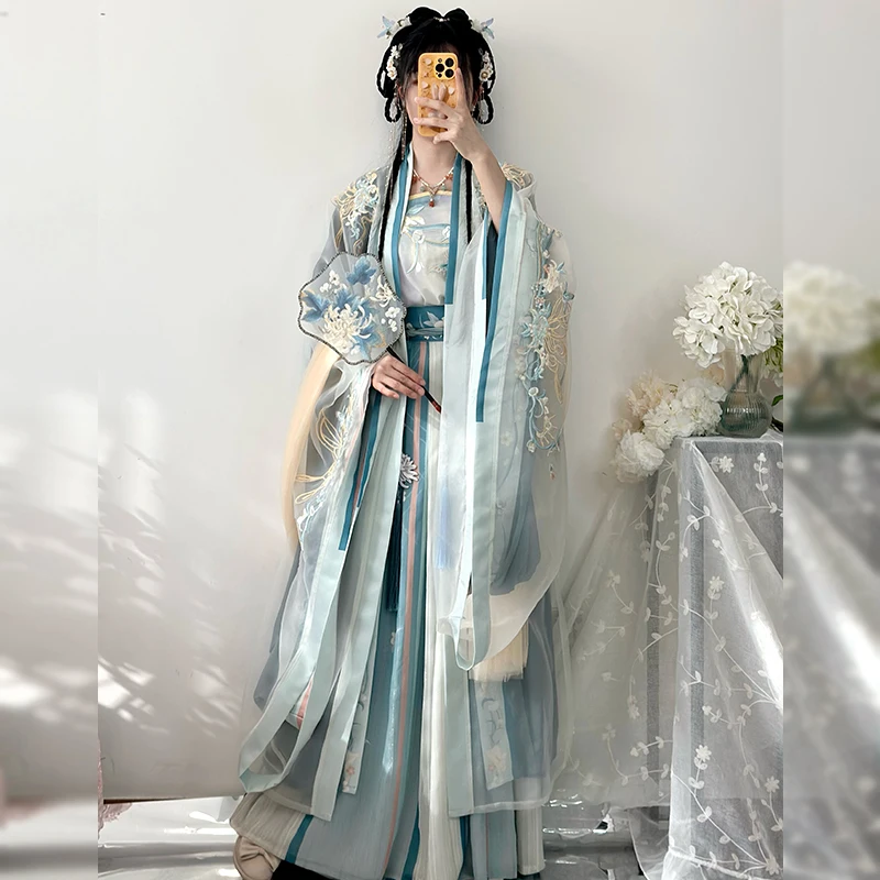 Original Woman Embroidery Hanfu Dress Chinese Traditional Song Dynasty Princess Clothing Elegant National Fairy Cosplay Costume