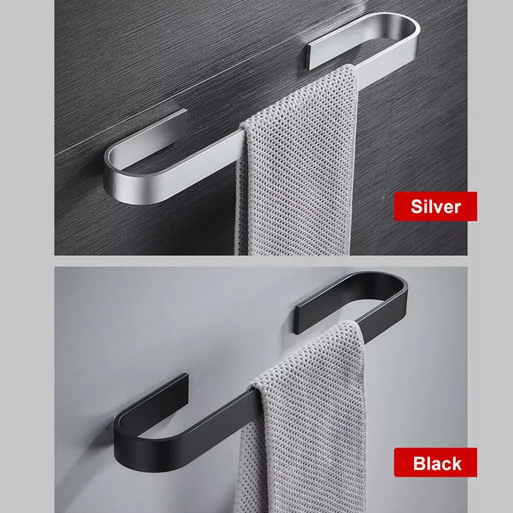 

Black/Sliver Wall Mount Towel Holder Bathroom Single Towel Bar 304 Stainless Steel Rack Bathroom Accessories