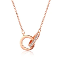 fashion simple plated white color rose gold double ring necklace female clavicle chain hipster
