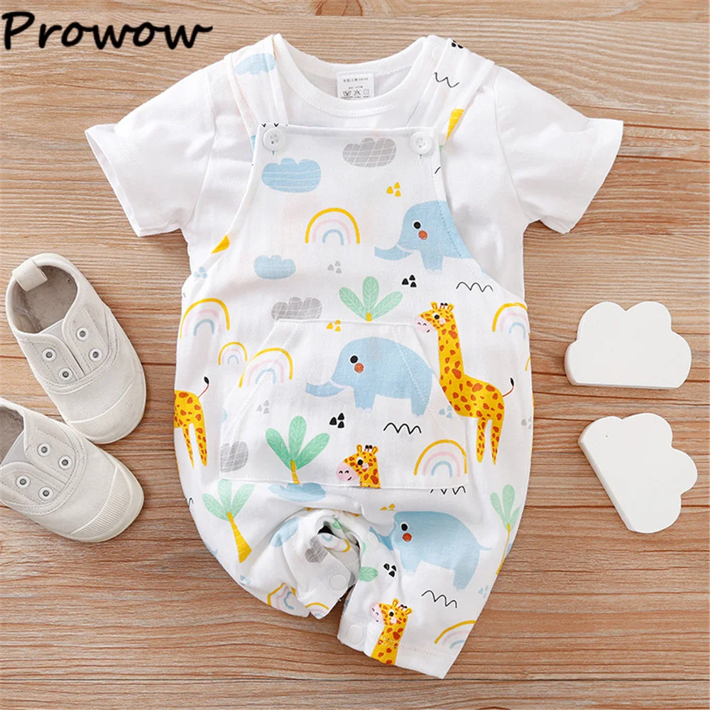 2 шт. детский летний комбинезон с принтом в виде животных |