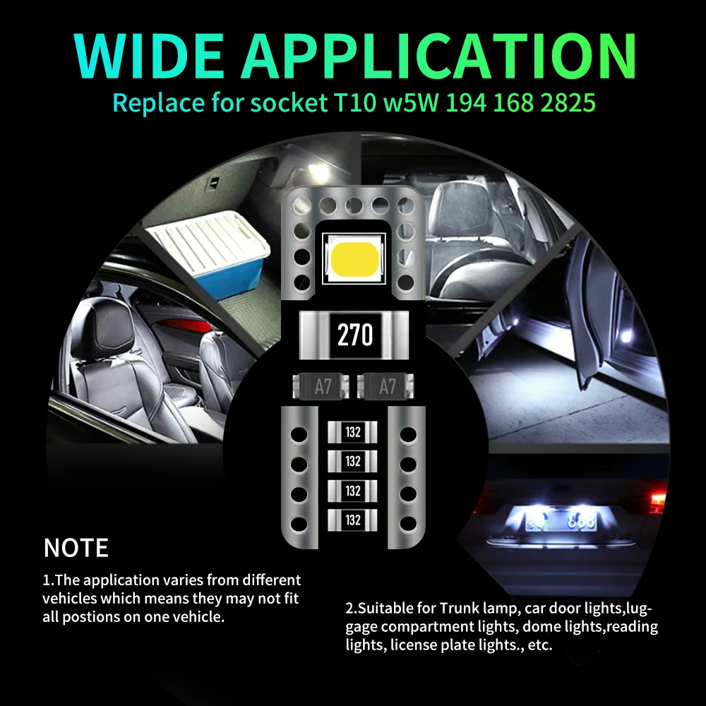 2/6/10 шт. лампы для салона автомобиля W5W T10
