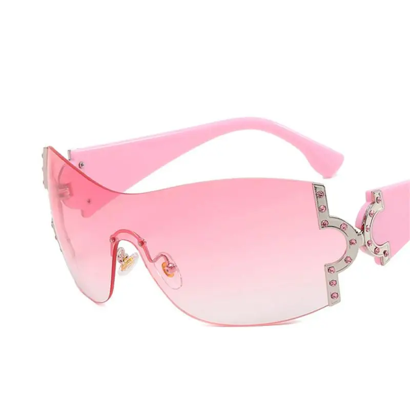 

2PCS Fishing Sunglasses Punk Personality Frameless Uv Protection Fashion Goggles Eyeglasses For Fishing Driving Oversized