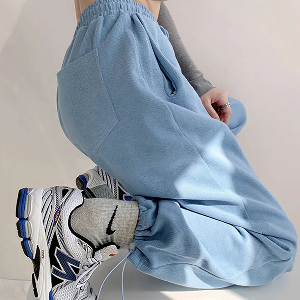 

Loose Sports Trousers Women's Casual Fashion Shopping Trousers Autumn Winter Spring Solid Color High Waist Straight cotton Pants