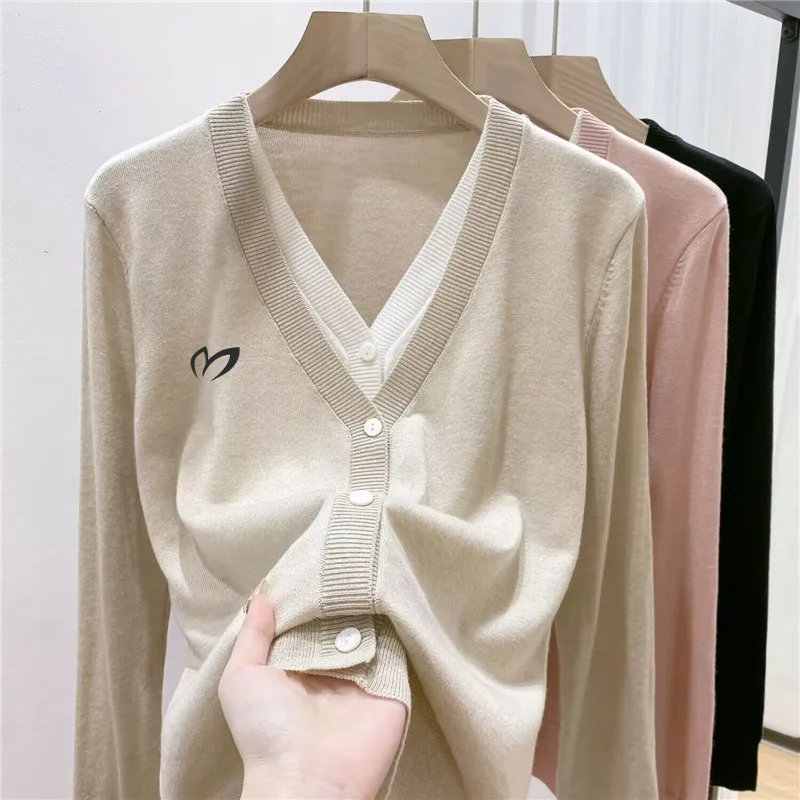 

Женская одежда для гольфа, новинка 2023, осенний кардиган, шерстяной женский кардиган с тонким воротником, пальто, модная женская одежда для гольфа, рубашки для гольфа