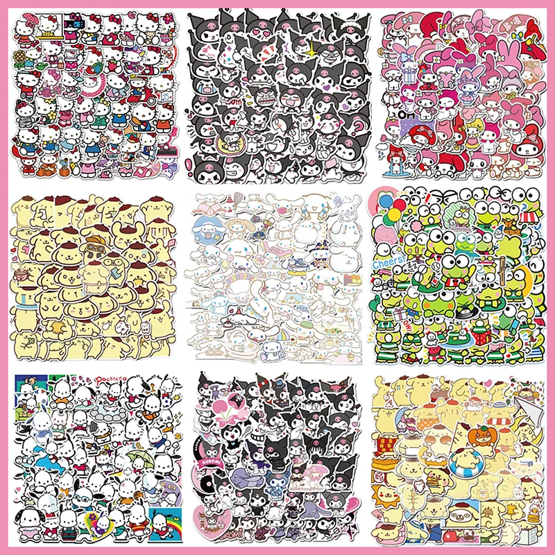 

50 шт. Sanrio, Hello Kitty Kuromi My Melody наклейки с милыми рисунками, водонепроницаемая наклейка для багажа, ноутбука, велосипеда, гитары, телефона, игрушк...