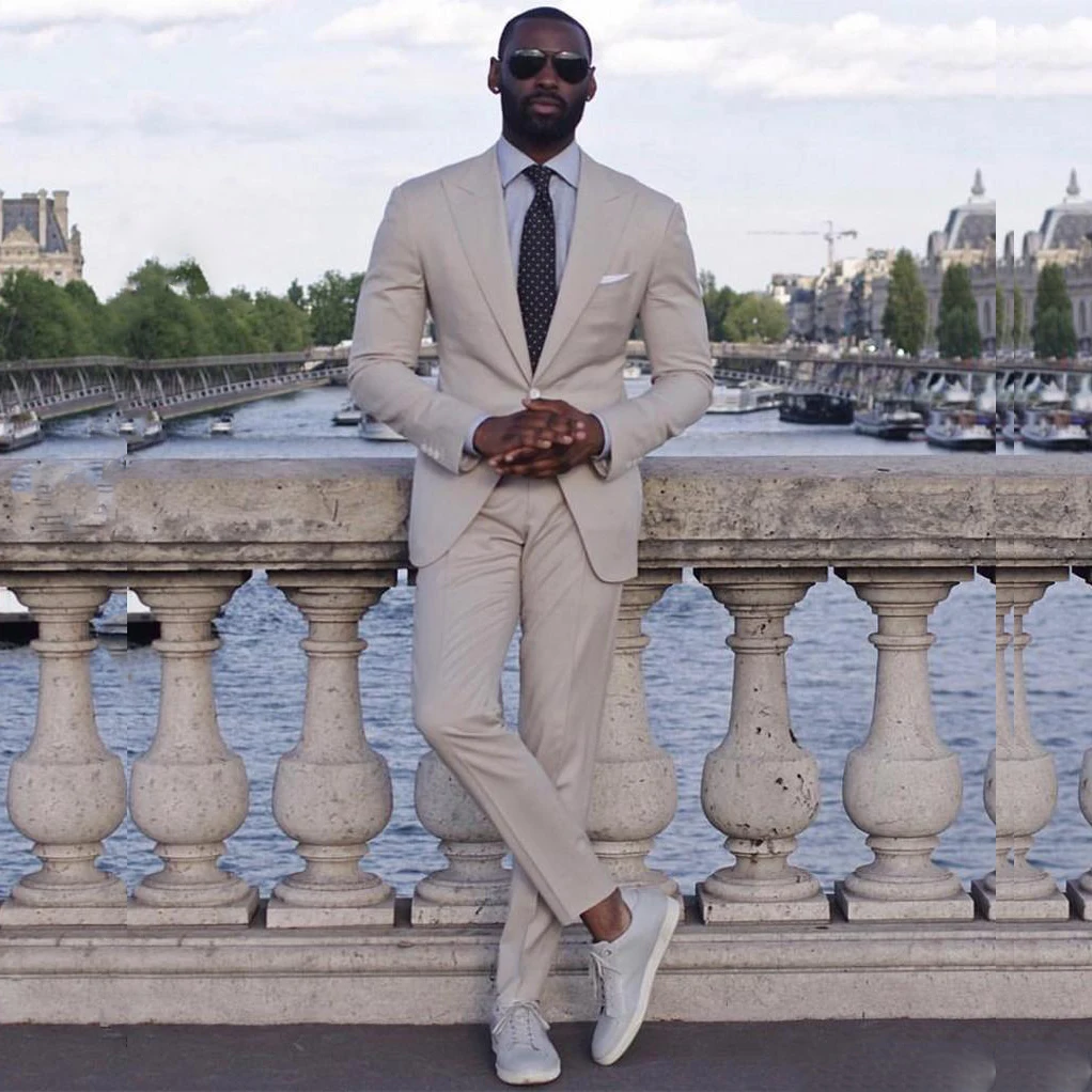 

New Tailor Made 2 Pieces Men Suits Peaked Lapel One Button Prom Slim Fit Blazer Jacket Groom Tuxedos Wedding Suits For Man Terno