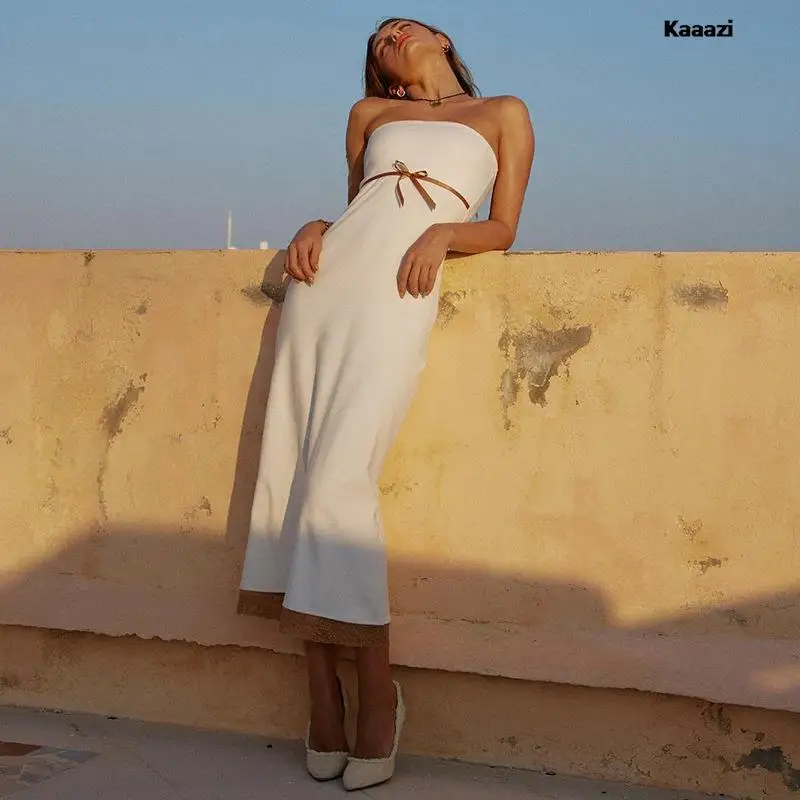 

Женское длинное платье без бретелек, с открытой спиной, без рукавов