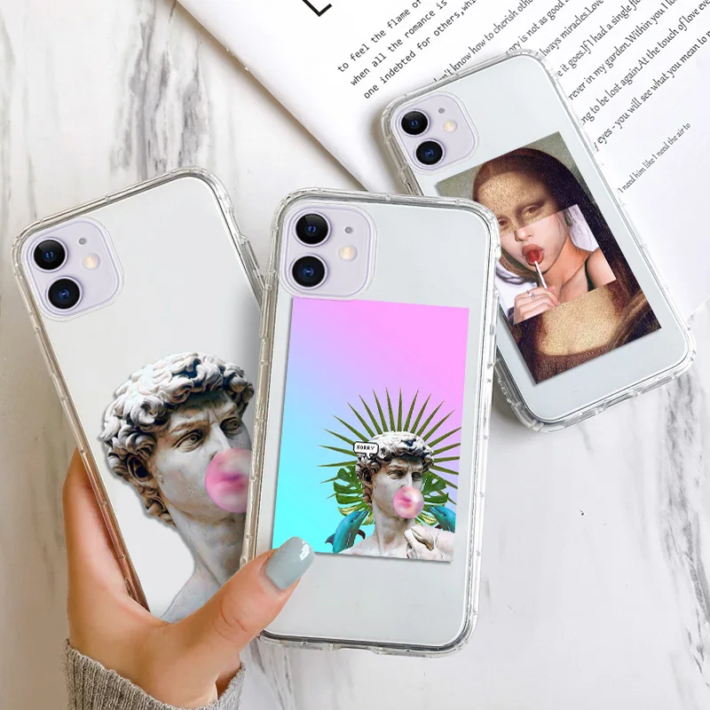 

Phone Case ForiPhone 11 Case iPhone 13 Pro Max Funda iPhone 12 Mini XR 7 8 Plus 6 6S XS Max SE 2020 Clear Mona Lisa Back Covers
