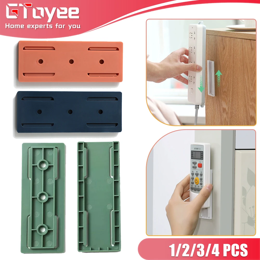 

1-4PCS Self-Adhesive Desktop Socket Fixer Cable Organizer Wall Hanging Power Strip Holder Plug-in Removable Wall-Mounted Fixer