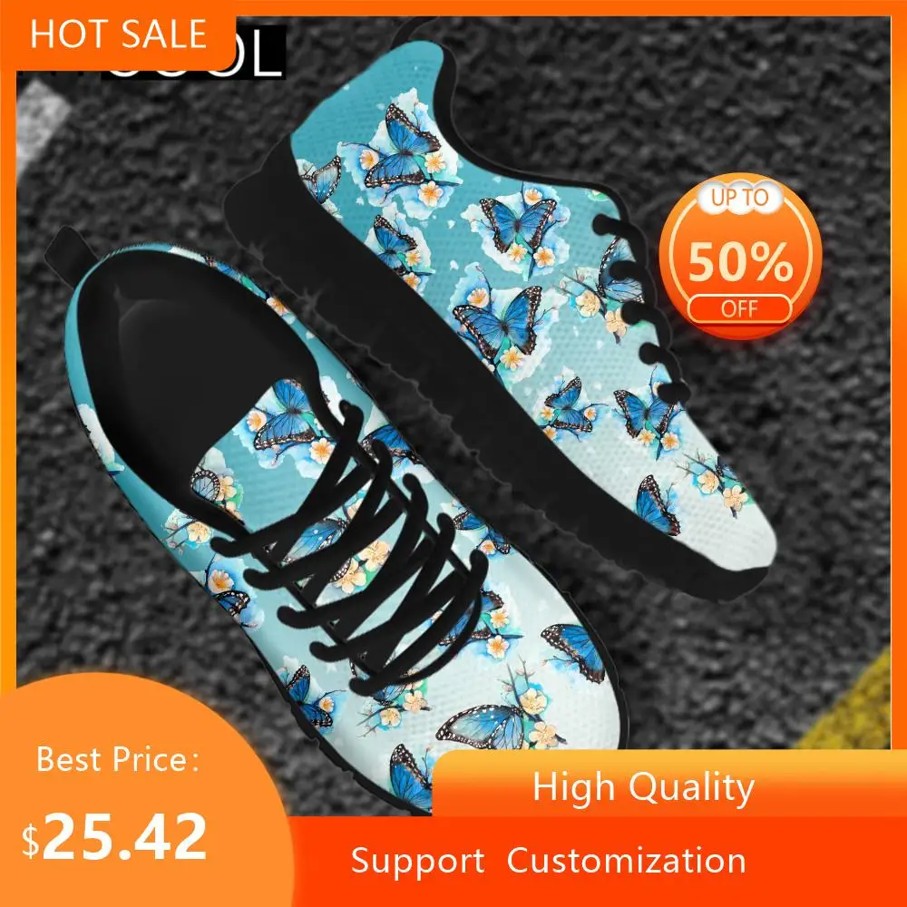 

HYCOOL Women Sport Sneakers Butterfly With Floral Printing Fashion Style Gym Lightweight Running Shoes Lace Lady Scarpe Donna