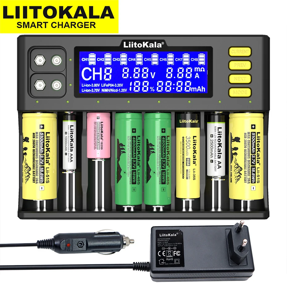 LiitoKala Lii-S8 Lii-M4S Lii-600 Lii-PD4 18650 Зарядное устройство с ЖК-дисплеем Универсальное интеллектуальное зарядное устройство для 26650 18650 21700 18500 AA AAA