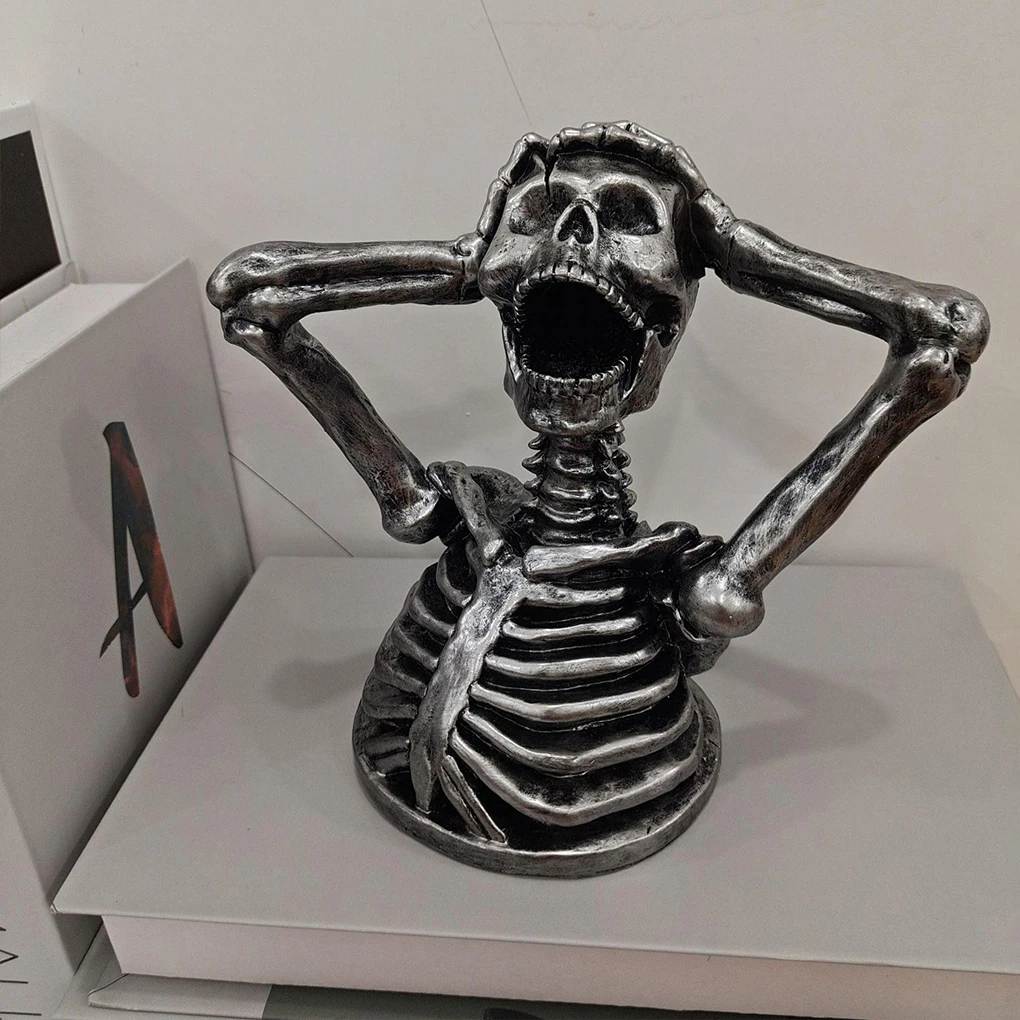 

Резиновая сумасшедшая статуя скелета бюст-широкое применение для украшения, инновационная статуя черепа