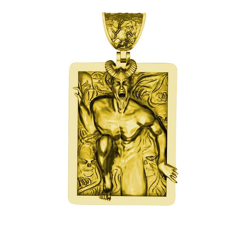 

Punkboy Vintage Gothic Punk Men's Pendant Without Chain Devil Satan Goat Head Skull Geometric Rectangle Jewelry Accessories